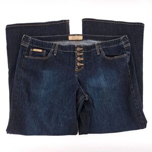 L.E.I. Femme Vintage Y2K Flare Jeans Dark Wash Button Fly Plus Size 24
